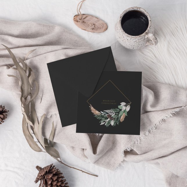 Cartes Pour Fêtes Annuelles Gris de Noël de la Marine moderne Guirlande géomét (Créateur téléchargé)