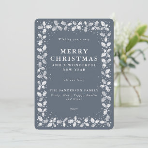 Cartes Pour Fêtes Annuelles Gris foncé Holly + Berry Bordure Plat Non Photo