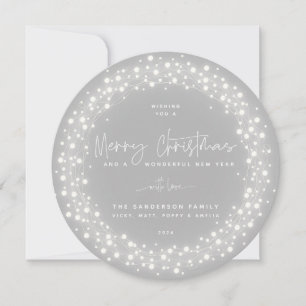 Cartes Pour Fêtes Annuelles Gris Joyeux Script de Noël Éclairage
