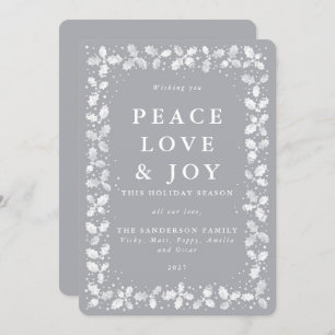 Cartes Pour Fêtes Annuelles Gris Lino Imprimer Holly Feuille Bordure Plat Non