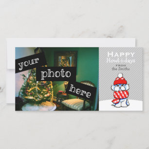 Cartes Pour Fêtes Annuelles Gris maltais de neige de Noël d'écharpe d'hiver