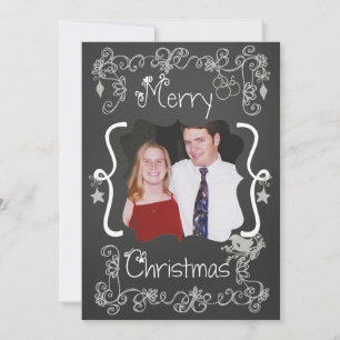Cartes Pour Fêtes Annuelles Gris Scrolls Customisé Photo Holiday Card