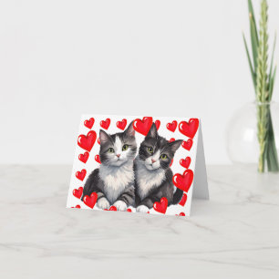 Cartes Pour Fêtes Annuelles Gris Tabby Chatons & Coeurs un Purr-fect Valentine