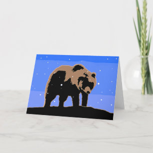 Cartes Pour Fêtes Annuelles Grizzly Bear en hiver - Art original de la faune