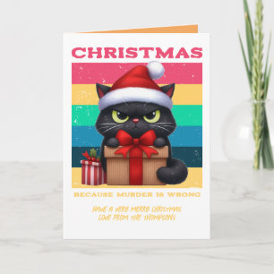 Cartes Pour Fêtes Annuelles Groovy Claus Drôle Chat Photo Noël Rétro