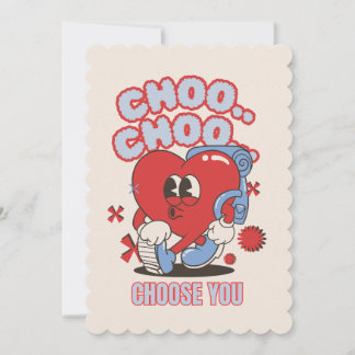Cartes Pour Fêtes Annuelles Groovy Red Heart Choo Choo Choisissez votre Saint-