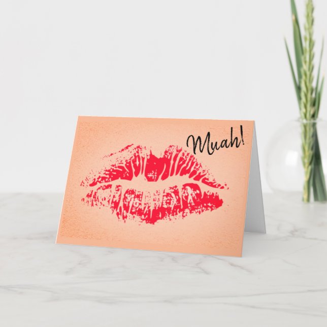 Cartes Pour Fêtes Annuelles Gros Baiser Rouge Pour Lui Valentines Jour (Devant)