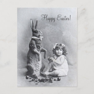 Cartes Pour Fêtes Annuelles Gros Bunny Victorian Girl Candy de Pâques