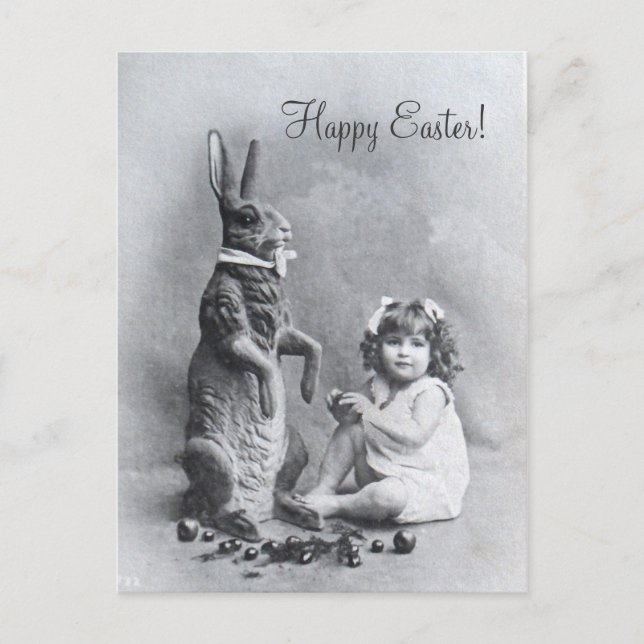 Cartes Pour Fêtes Annuelles Gros Bunny Victorian Girl Candy de Pâques (Devant)