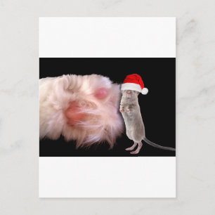 Cartes Pour Fêtes Annuelles Gros chat Paw Petite souris de Noël