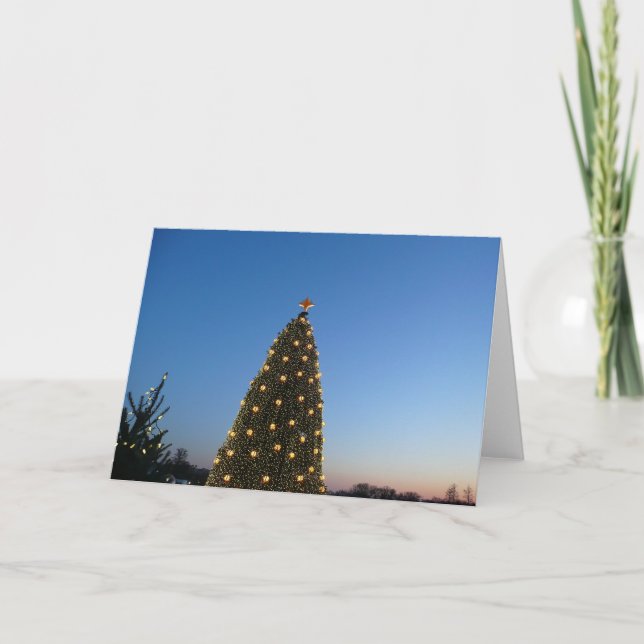 Cartes Pour Fêtes Annuelles Gros et petits arbres de Noël I Coucher de soleil  (Devant)