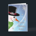 Cartes Pour Fêtes Annuelles Gros plan Snowman - Noël - NEPHEW<br><div class="desc">Carte de voeux de Noël mignonne et amusante avec gros plan de bonhomme de neige apportant le salut avec un grand sourire sur son visage.  Voir la même image pour les autres destinataires :  petit-fils,  fils,  etc.</div>