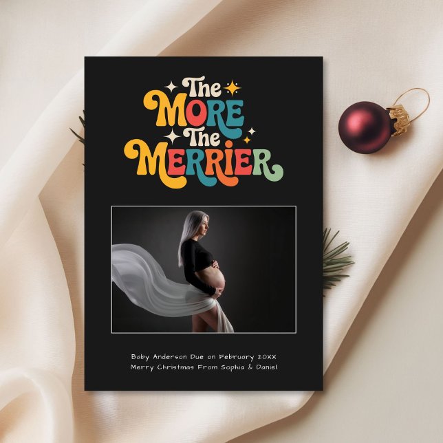 Cartes Pour Fêtes Annuelles Grossesse de Noël couleur rétro Noir (Créateur téléchargé)