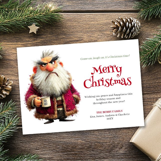 Cartes Pour Fêtes Annuelles Grouchy Santa humorous editable Christmas greeting (Grouchy Santa humorous editable Christmas greeting card)