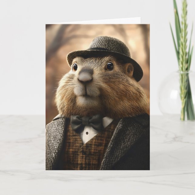 Cartes Pour Fêtes Annuelles Groundhof Funny Gentleman (Devant)