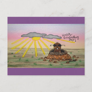 Cartes Pour Fêtes Annuelles Groundhog Day Postcard, Happy Groundhog Day !