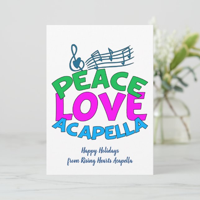 Cartes Pour Fêtes Annuelles Groupe Acapella Peace Love Personnalisable Mignon (Debout devant)