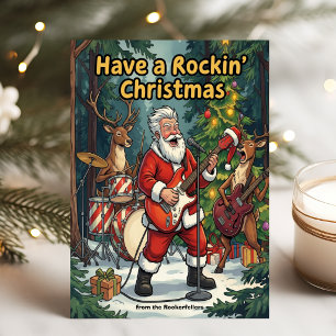 Cartes Pour Fêtes Annuelles Groupe de Noël de renne de Santa Rockin'