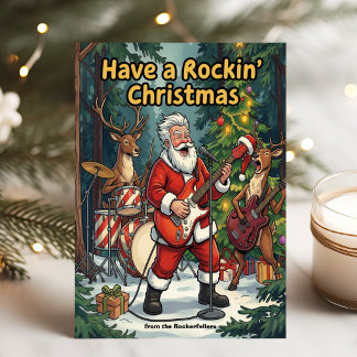 Cartes Pour Fêtes Annuelles Groupe de Noël de renne de Santa Rockin'