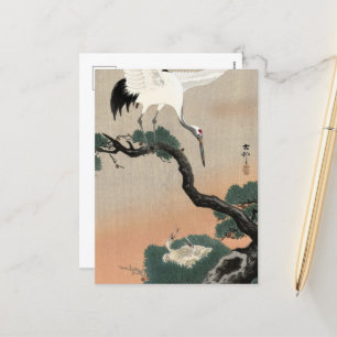 Cartes Pour Fêtes Annuelles Grue japonaise sur la branche de pin par Ohara Kos