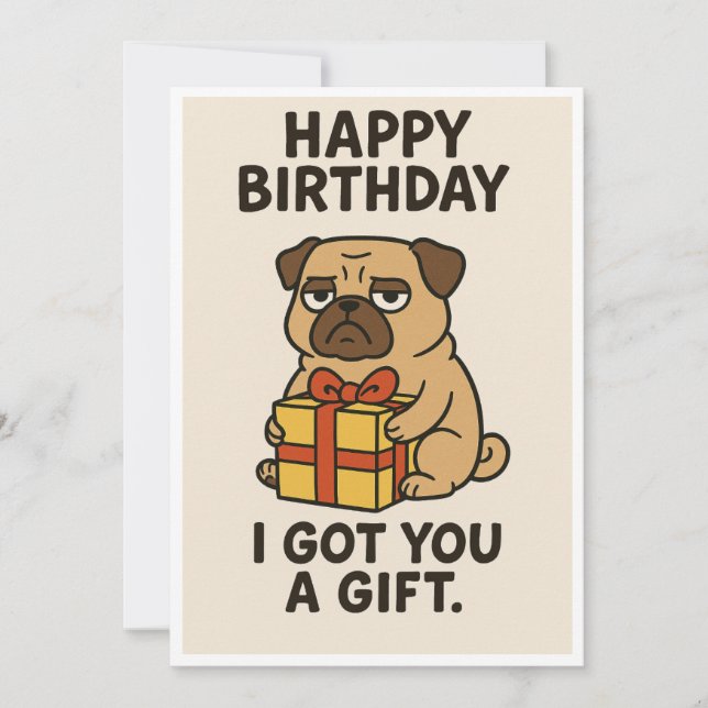 Cartes Pour Fêtes Annuelles Grumpy Carlin cadeau d'anniversaire (Devant)
