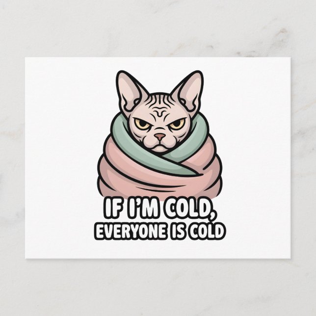 Cartes Pour Fêtes Annuelles Grumpy Sphynx Cat Cold Humor Cartoon Art (Devant)