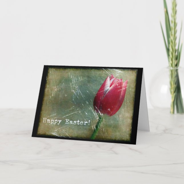 Cartes Pour Fêtes Annuelles Grunge de Tulipe de Pâques (Devant)