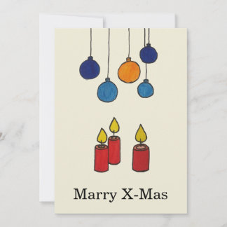 Cartes Pour Fêtes Annuelles Grußkarte Weihnachten Kerzen und Weihnachtskugeln