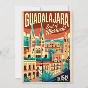 Cartes Pour Fêtes Annuelles Guadalajara Mexique Vintage Âme du Mariachi Rétro