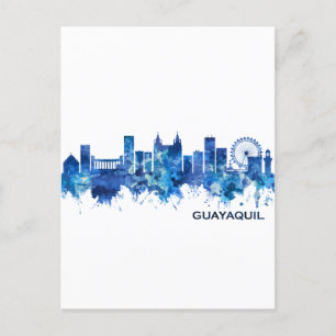 Cartes Pour Fêtes Annuelles Guayaquil Équateur Skyline Blue