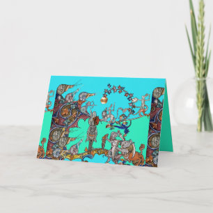 CARTES POUR FÊTES ANNUELLES GUERRE BESTIAIRE MÉDIÉVALE, CHEVALIERS, ESPACES GÉ