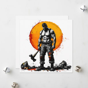 Cartes Pour Fêtes Annuelles guerrier barbare médiéval imaginaire hummer force