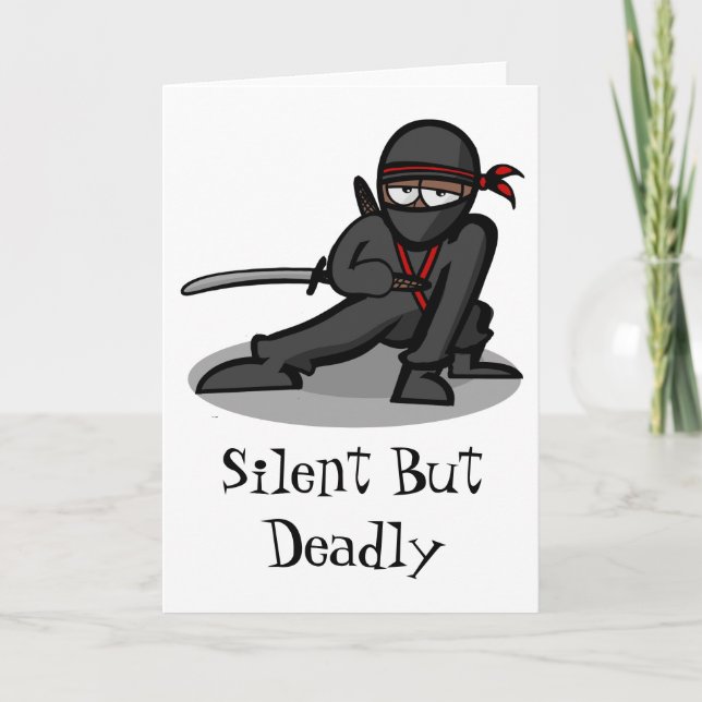 Cartes Pour Fêtes Annuelles Guerrier de Ninja de bande dessinée "silencieux (Devant)