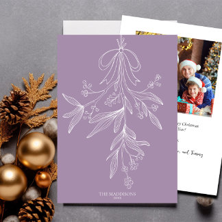 Cartes Pour Fêtes Annuelles Gui de gui et Noël améthyste à dessin fait à la ma