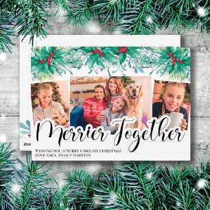 Cartes Pour Fêtes Annuelles Gui de houx 3 Photo Plus joyeux ensemble Script