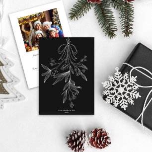 Cartes Pour Fêtes Annuelles Gui de Noël & Nœud Noir Main Levée