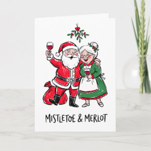 Cartes Pour Fêtes Annuelles Gui et Merlot Drôle de Père Noël Noël