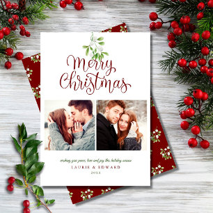Cartes Pour Fêtes Annuelles Gui Gui de Noël élégant Couples 2 Photo