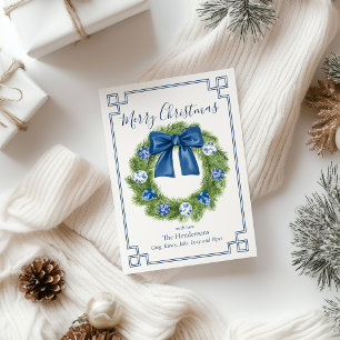 Cartes Pour Fêtes Annuelles Guirlande bleue et blanche de chinoiserie
