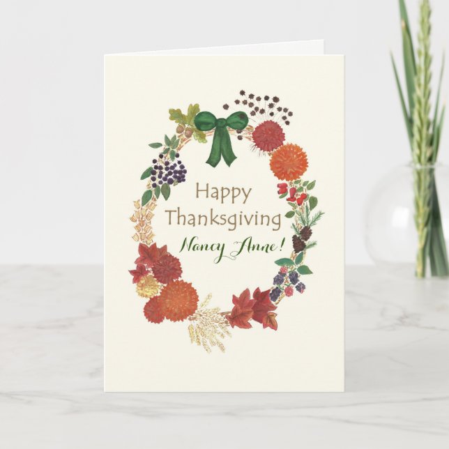 Cartes Pour Fêtes Annuelles Guirlande D'Automne De Thanksgiving (Devant)