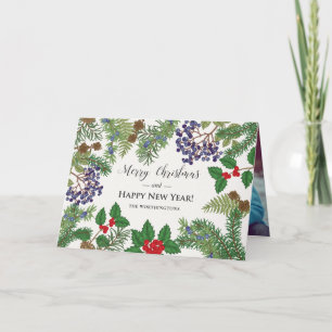 Cartes Pour Fêtes Annuelles Guirlande de baies florales vintage