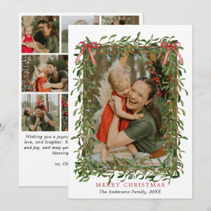 Cartes Pour Fêtes Annuelles Guirlande de gui à ruban rouge élégant pour photo 