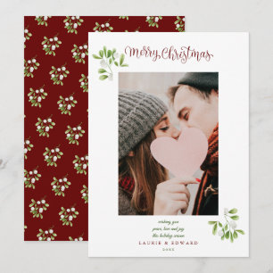 Cartes Pour Fêtes Annuelles Guirlande de gui écriture Joyeux Noël Couples Phot