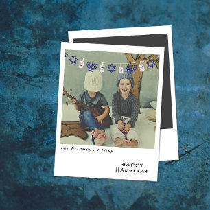 Cartes Pour Fêtes Annuelles Guirlande de Hanukkah bleue et blanche pour photo 