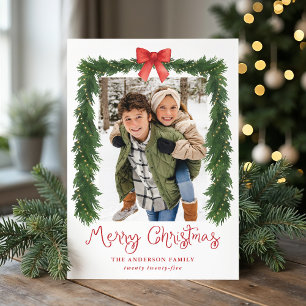 Cartes Pour Fêtes Annuelles Guirlande de Noël à ruban rouge fantaisiste Photo