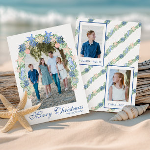 Cartes Pour Fêtes Annuelles Guirlande de Noël Côtière à l'Aquarelle Photo