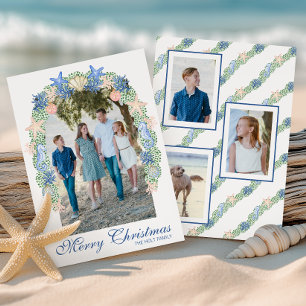 Cartes Pour Fêtes Annuelles Guirlande de Noël Côtière à l'Aquarelle Photo