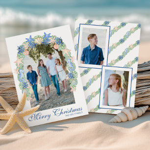 Cartes Pour Fêtes Annuelles Guirlande de Noël Côtière à l'Aquarelle Photo