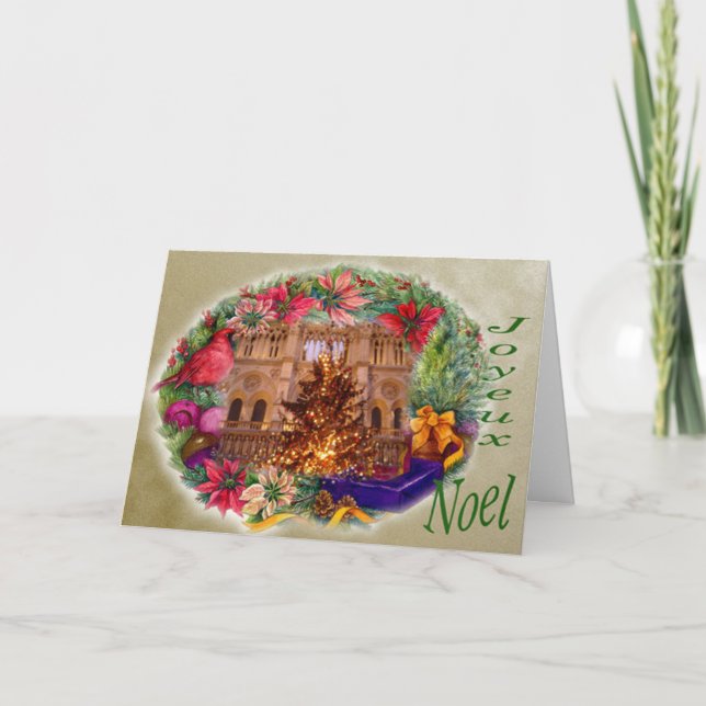 Cartes Pour Fêtes Annuelles Guirlande de Noël de Joyeux Noel Notre Dame (Devant)