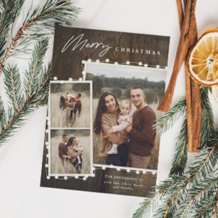 Cartes Pour Fêtes Annuelles Guirlande de Noël Rustique 3 Photos Collage